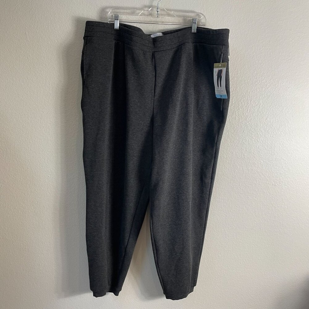 NEW Mondetta Womens‎ Plus 3X Heathered Gray Fleece Jogger Pants Sweatpants